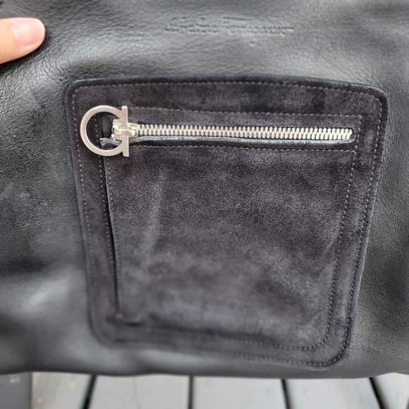 Salvatore Ferragamo Black Leather Suede Bag - Picture 14 of 16